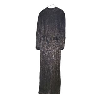 Black and Metallic Mock Neck Jumper